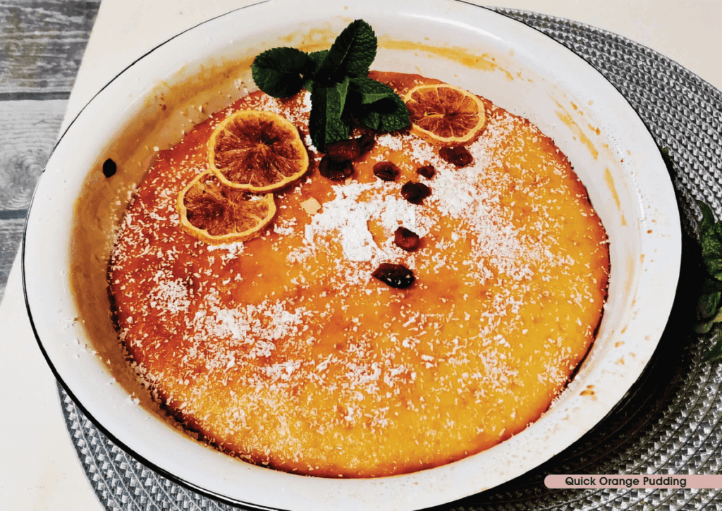 Baked Orange Pudding in the Argilla Round Pie Dish.