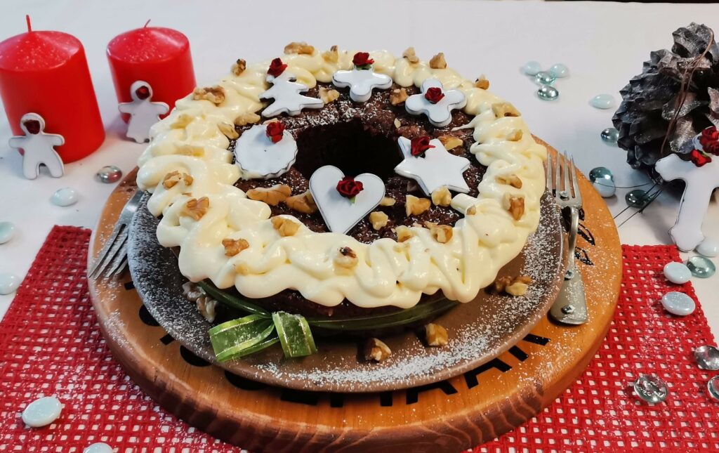 Beautifully decorated Fruit Cake.
