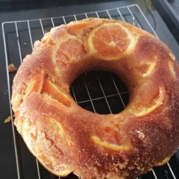 Upside-down orage cake made with the Cake Pudding Ring