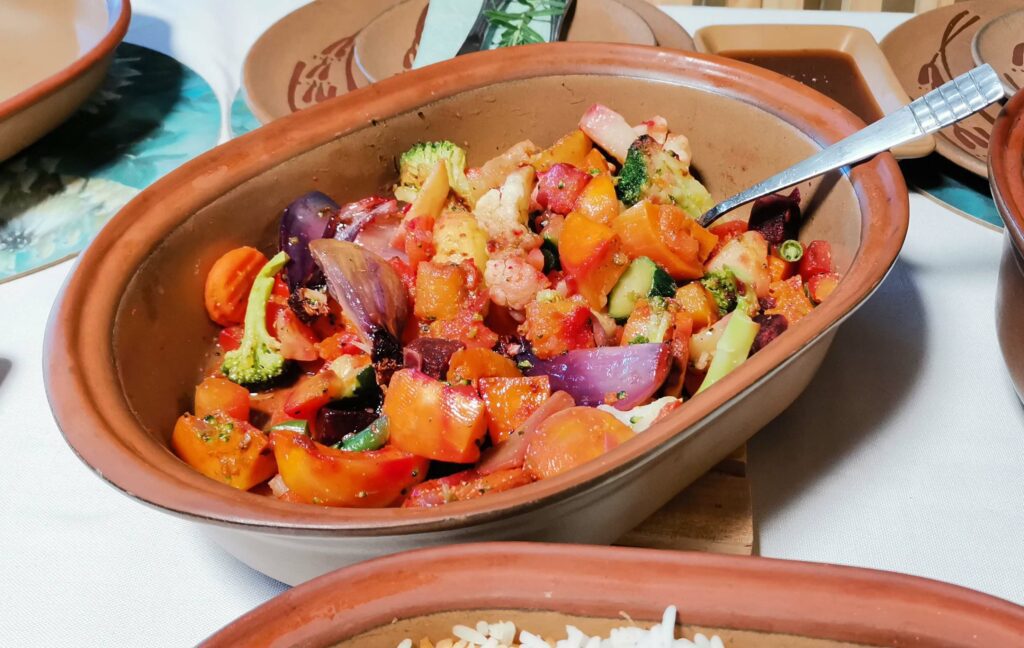 Roasted vegetables in the Large Oval Roaster